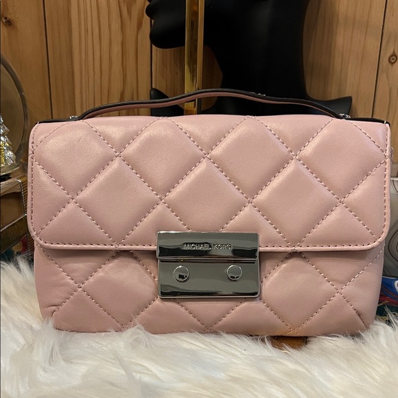 Michael Kors Sloan Small Quilted Messenger Leather Cross Body Ballet - Picture 16 of 16